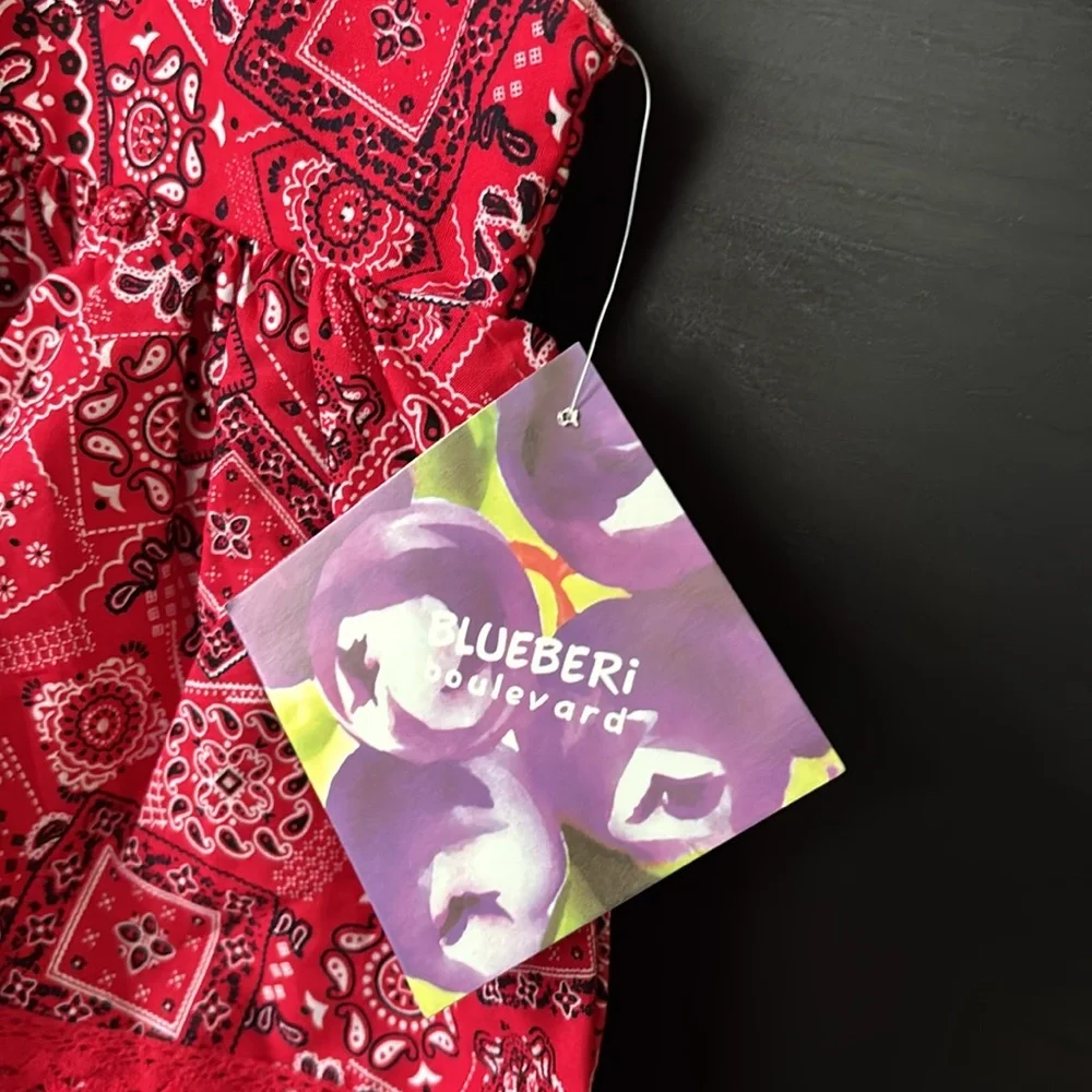 Blueberi Boulevard Baby Girls Red Handkerchief Dress